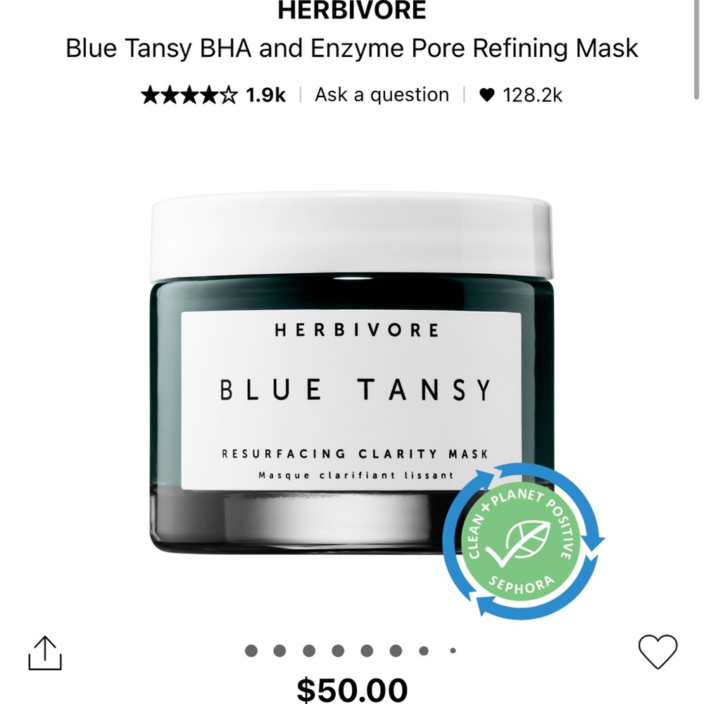 BRAND NEW Herbivore Blue Tansy Invisible Pores Resurfacing Clarity Mask $50 ret